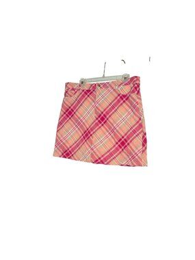 Croft & Barrow Pink Plaid Skort Size 16 Womens Cotton Blend With Lining